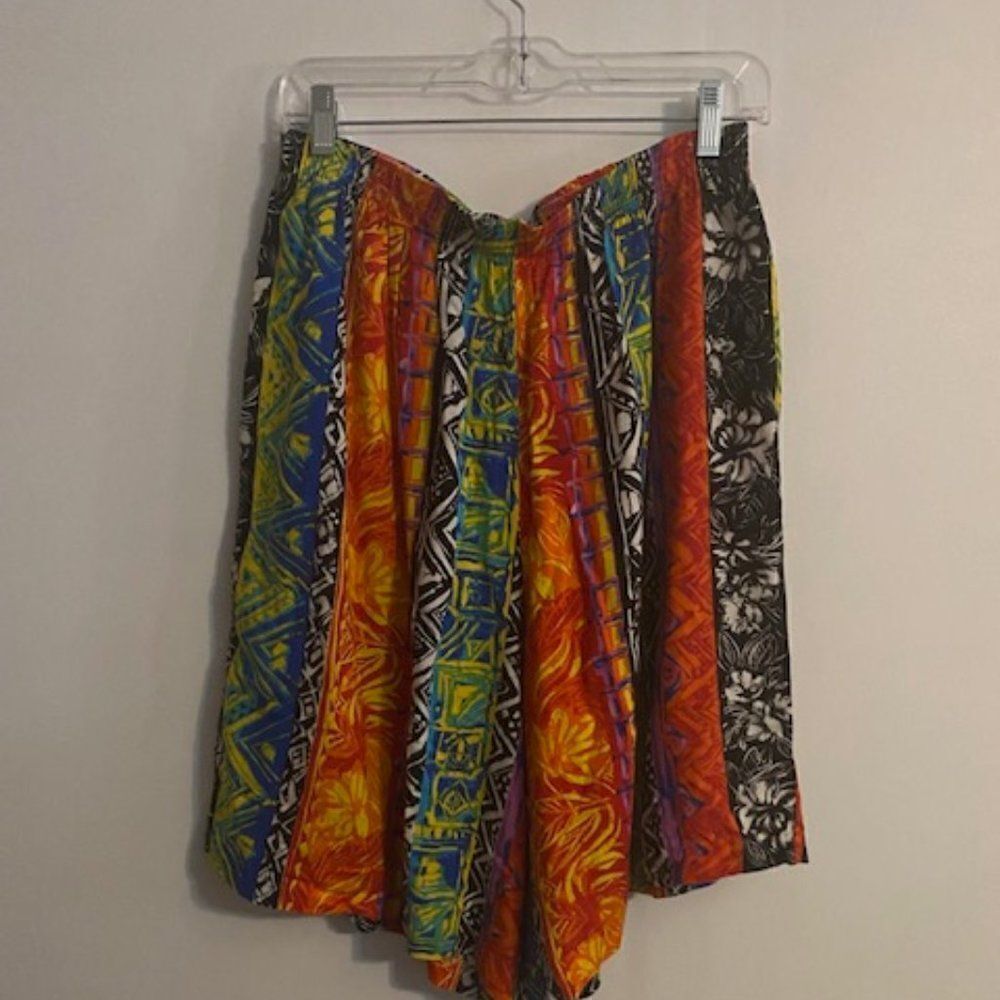 C. M. Shapes Vintage Multi-color Floral print wide leg culottes, size 1X